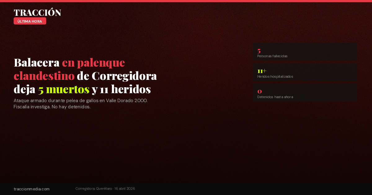 Balacera en palenque clandestino de Corregidora deja 5 muertos y al menos 11 heridos