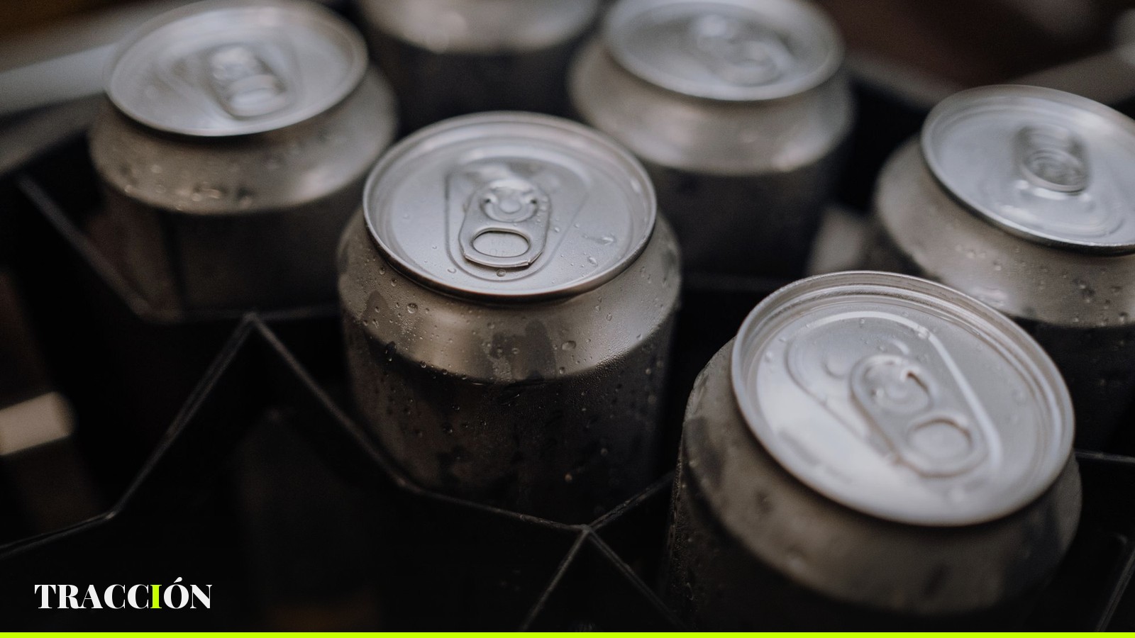 Latas de cerveza frías en una caja