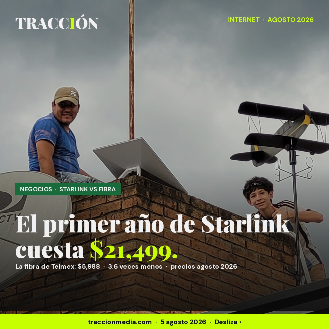 Starlink cuesta $21,499 el primer año: 3.6 veces la fibra que Telmex no lleva a tu pueblo
